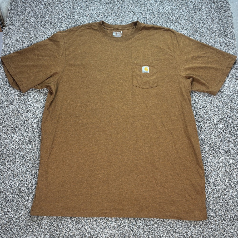 Carhartt Loose Fit Men's 3XL T-Shirt Pocket Tall Brown Heather Short Sleeve